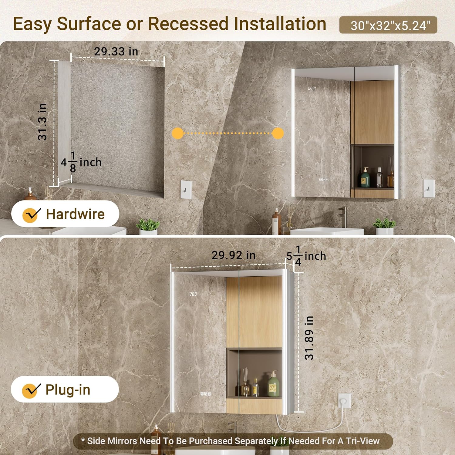 30x32 Lighted Medicine Cabinet - Smart Home Living Room incelemesi ve fiyatı