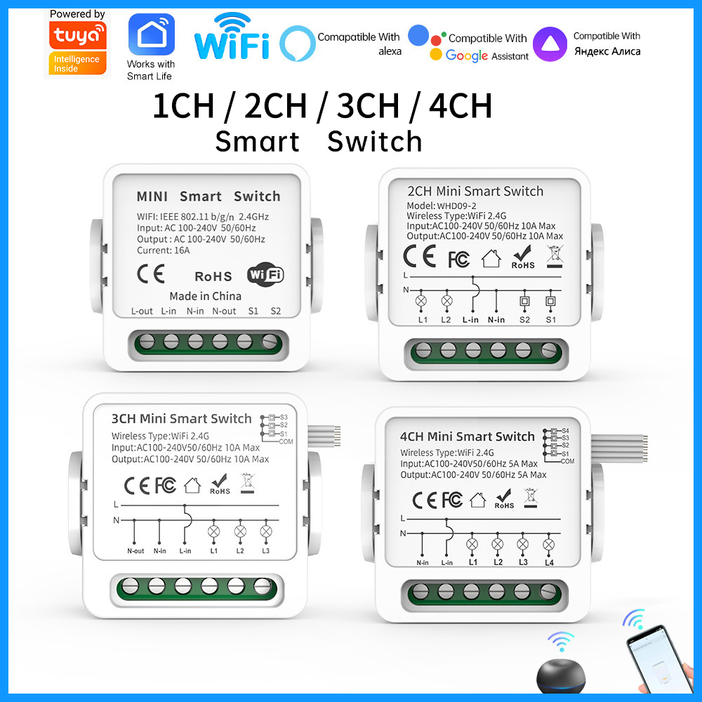 Tuya WiFi Smart Switch 1/2/3/4 - Smart Home Miniature incelemesi ve fiyatı
